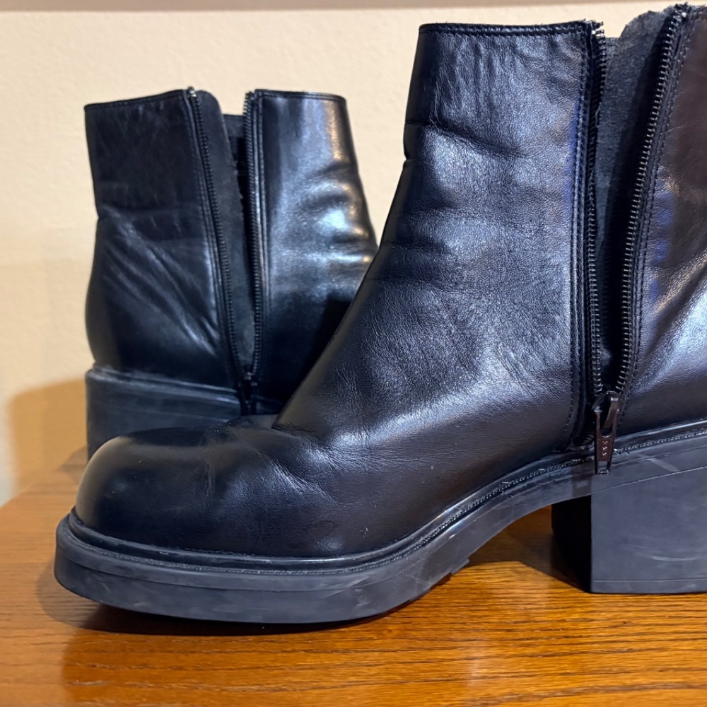 Nine West Cloud 9 Black Leather Ankle Boots Women's 8M - Picture 6 of 14